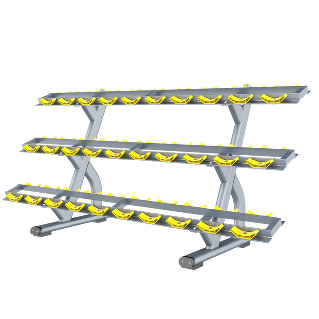 Трехъярусная стойка для гантелей FF72 | Хранение гантелей высокой плотности | Коммерческая стойка для спортзала