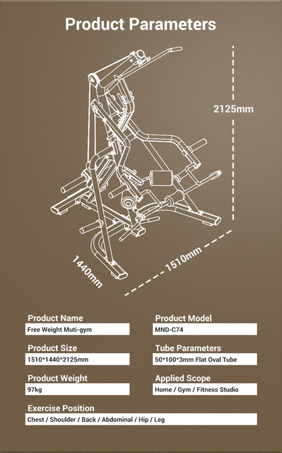 MND-C74 Мультитренажерный зал со свободными весами | Станция силовой тренировки всего тела | Компактный домашний тренажерный зал